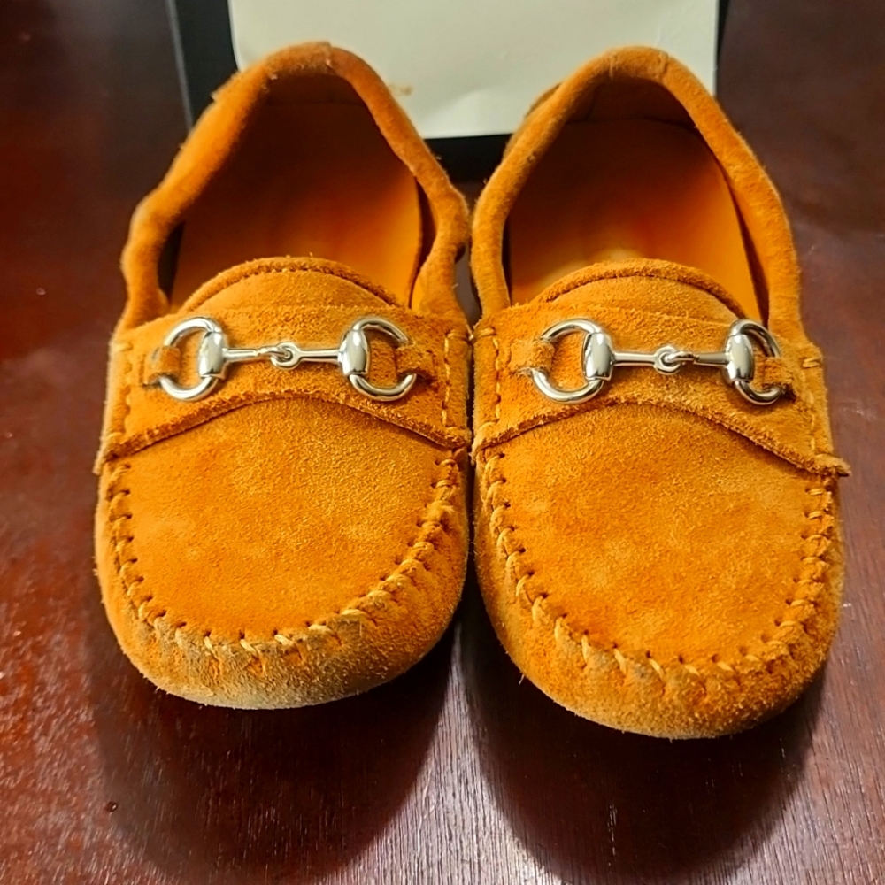 Tan suede Gucci loafers